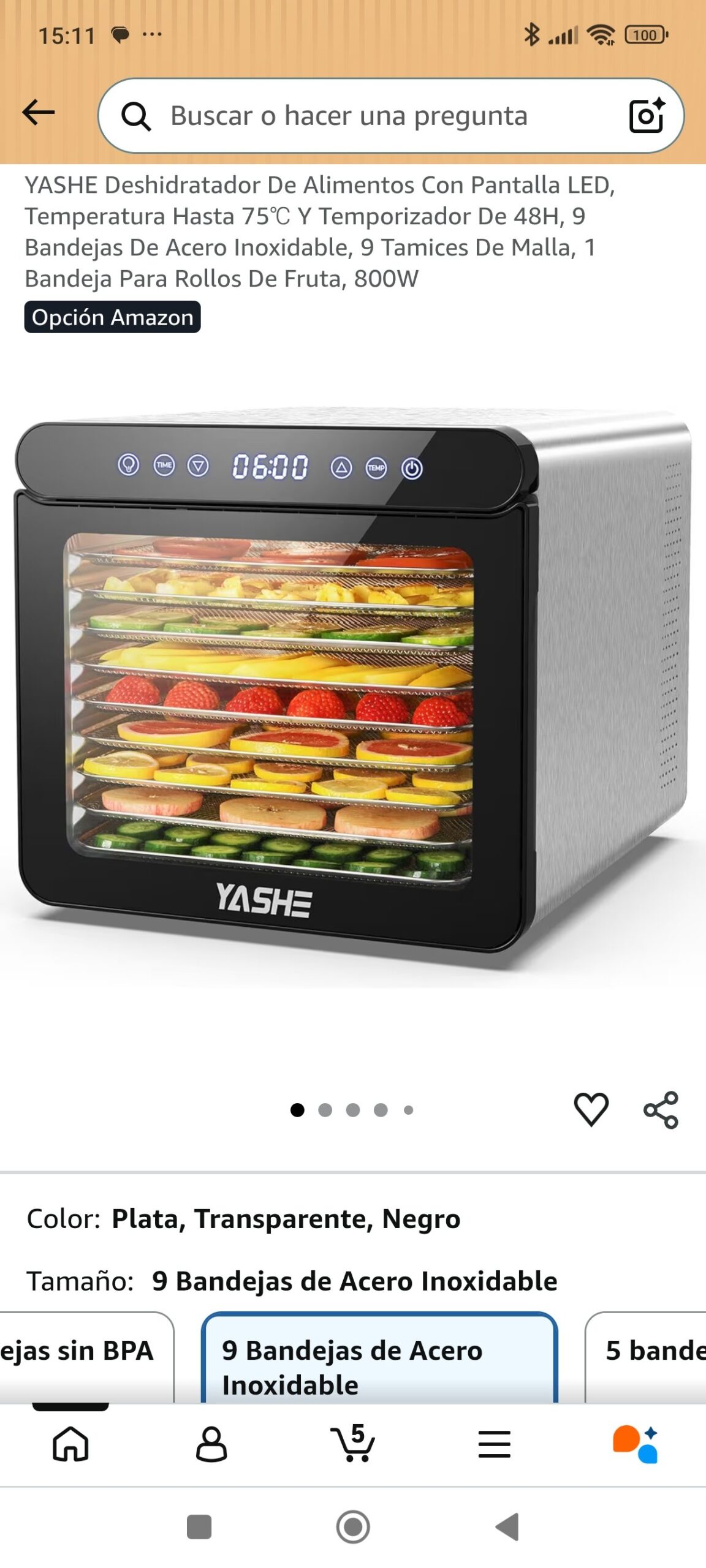 YASHE Deshidratador De Alimentos Con Pantalla LED - Imagen 2