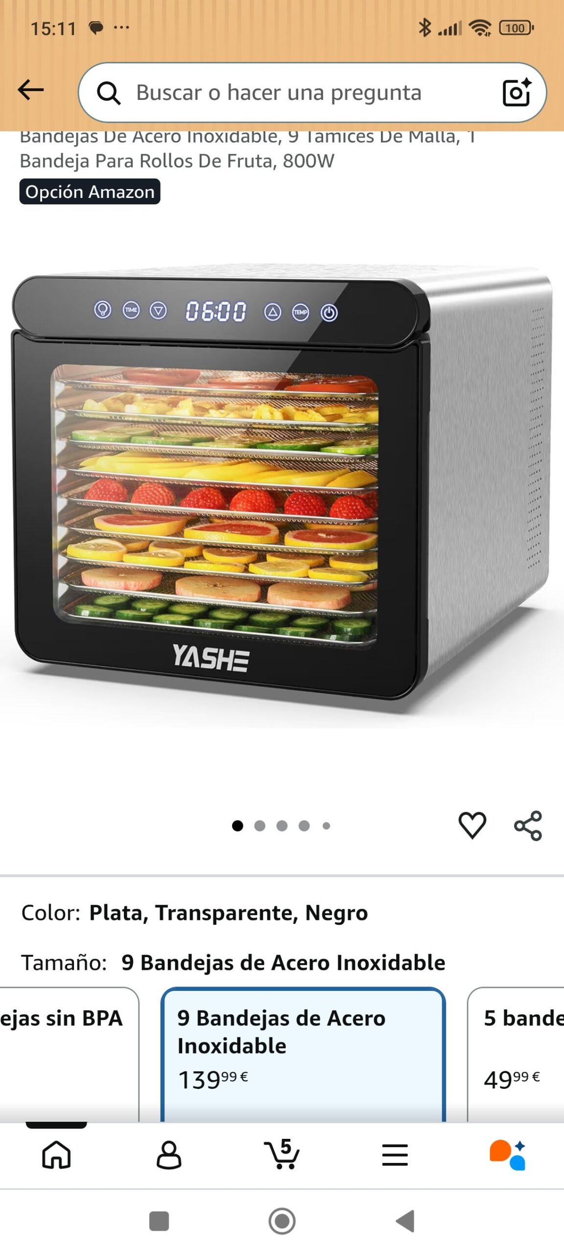YASHE Deshidratador De Alimentos Con Pantalla LED