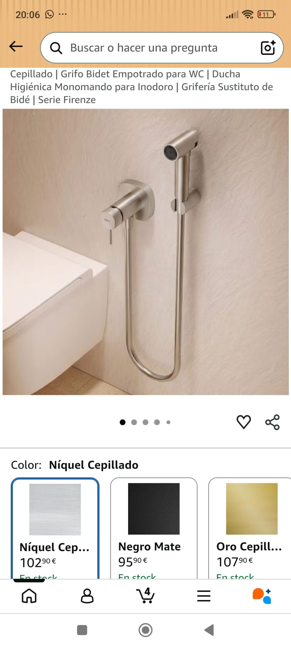 grifo bidet empotrado para wc