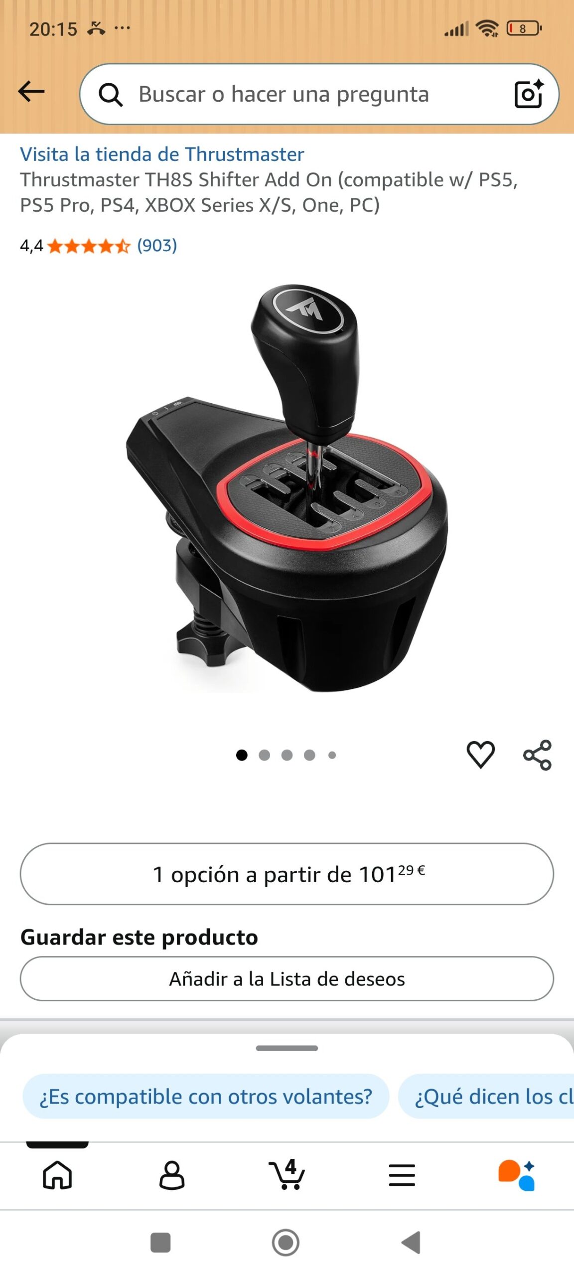 Thrustmaster TH8S Shifter Add-On - Palanca de 8 Marchas - PS5, XBOX y PC | Patrón "H"