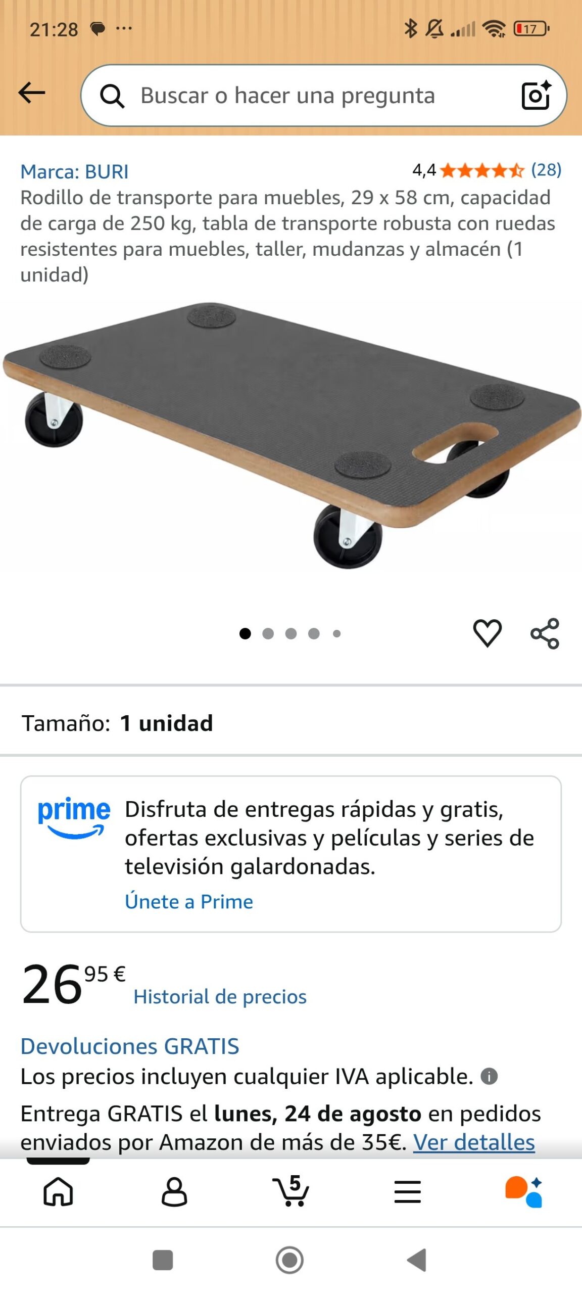 rodillo de transporte para muebles