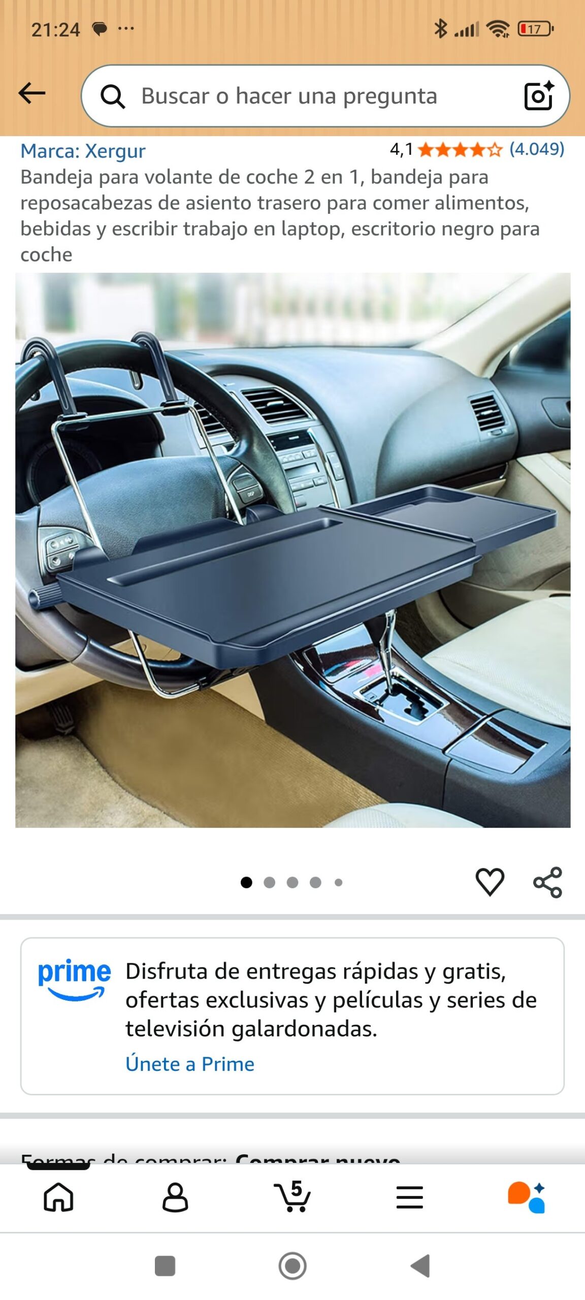 bandeja para volante de coche y reposa cabeza