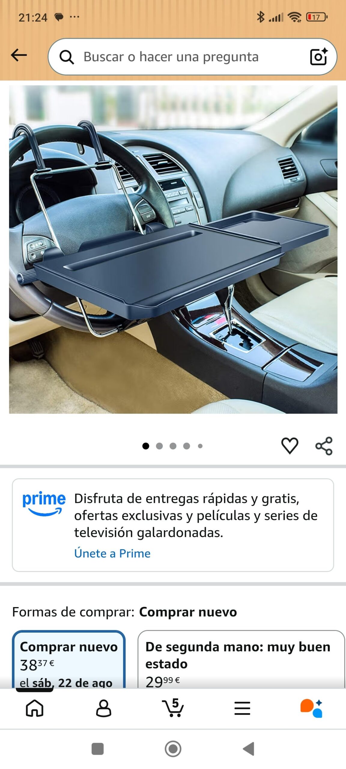 bandeja para volante de coche y reposa cabeza - Imagen 2