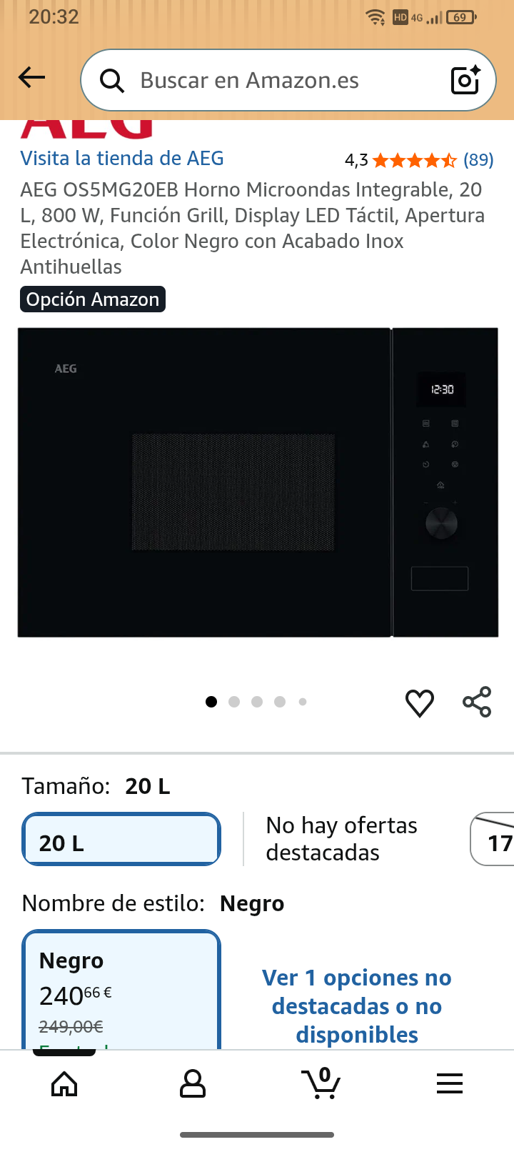 microondas integrable 20l