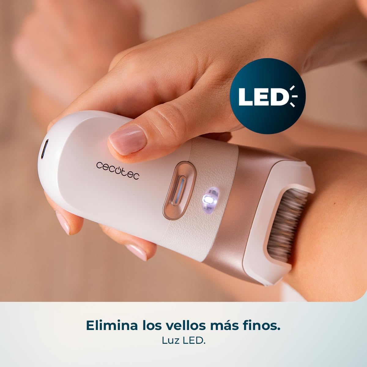 Depiladora eléctrica inalámbrica Cecotec SkinCare Depil-Action 6000 4in1 con 4 cabezales y luz LED – Blanca - Imagen 5