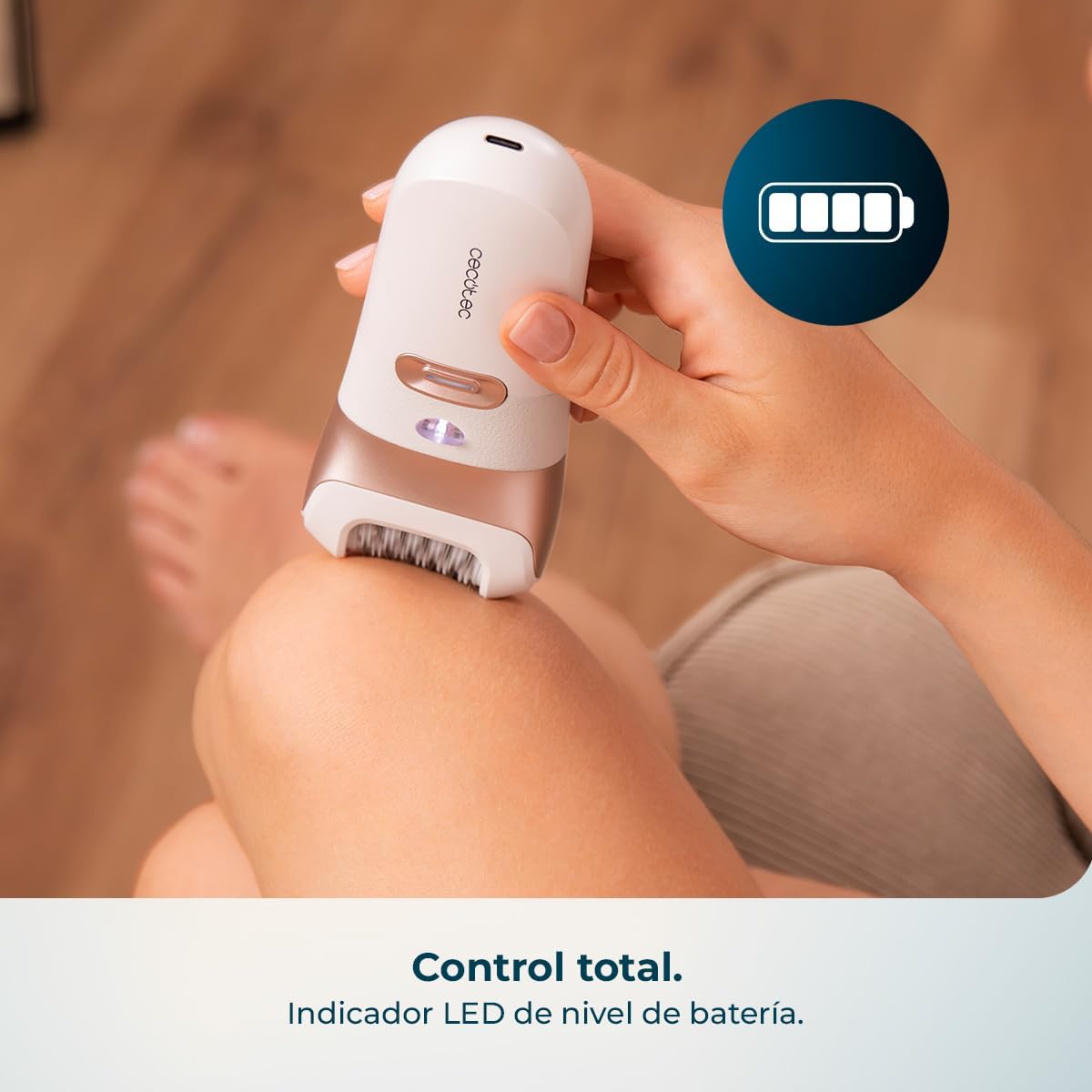 Depiladora eléctrica inalámbrica Cecotec SkinCare Depil-Action 6000 4in1 con 4 cabezales y luz LED – Blanca - Imagen 9