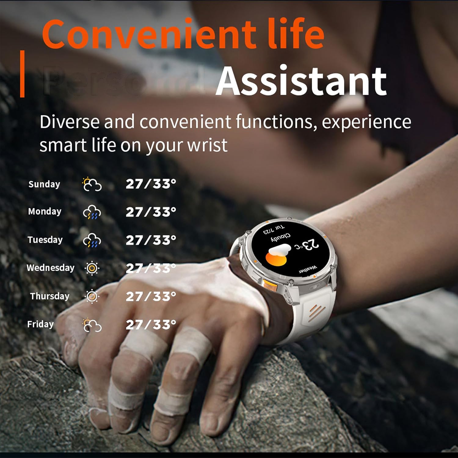Smartwatch MYSHUN 1,7″ con llamadas Bluetooth, 123 modos deportivos y 3 correas – Negro - Imagen 5