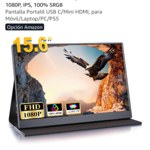COOLHOOD Monitor Portatil, 15.6" Pantalla Ordenador 1080P, IPS, 100% SRGB