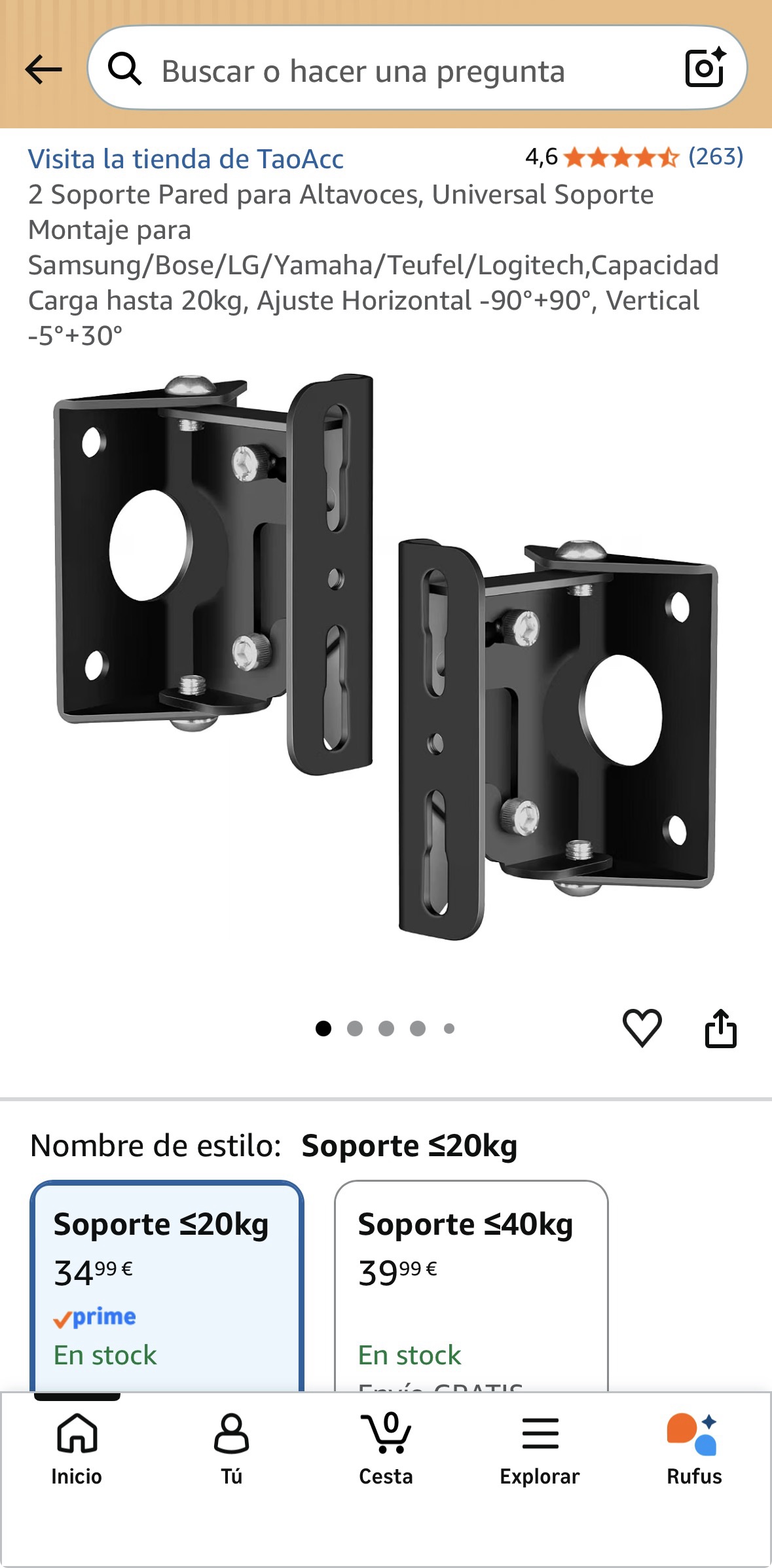 2 Soporte Pared para Altavoces, Universal Soporte 20Kg