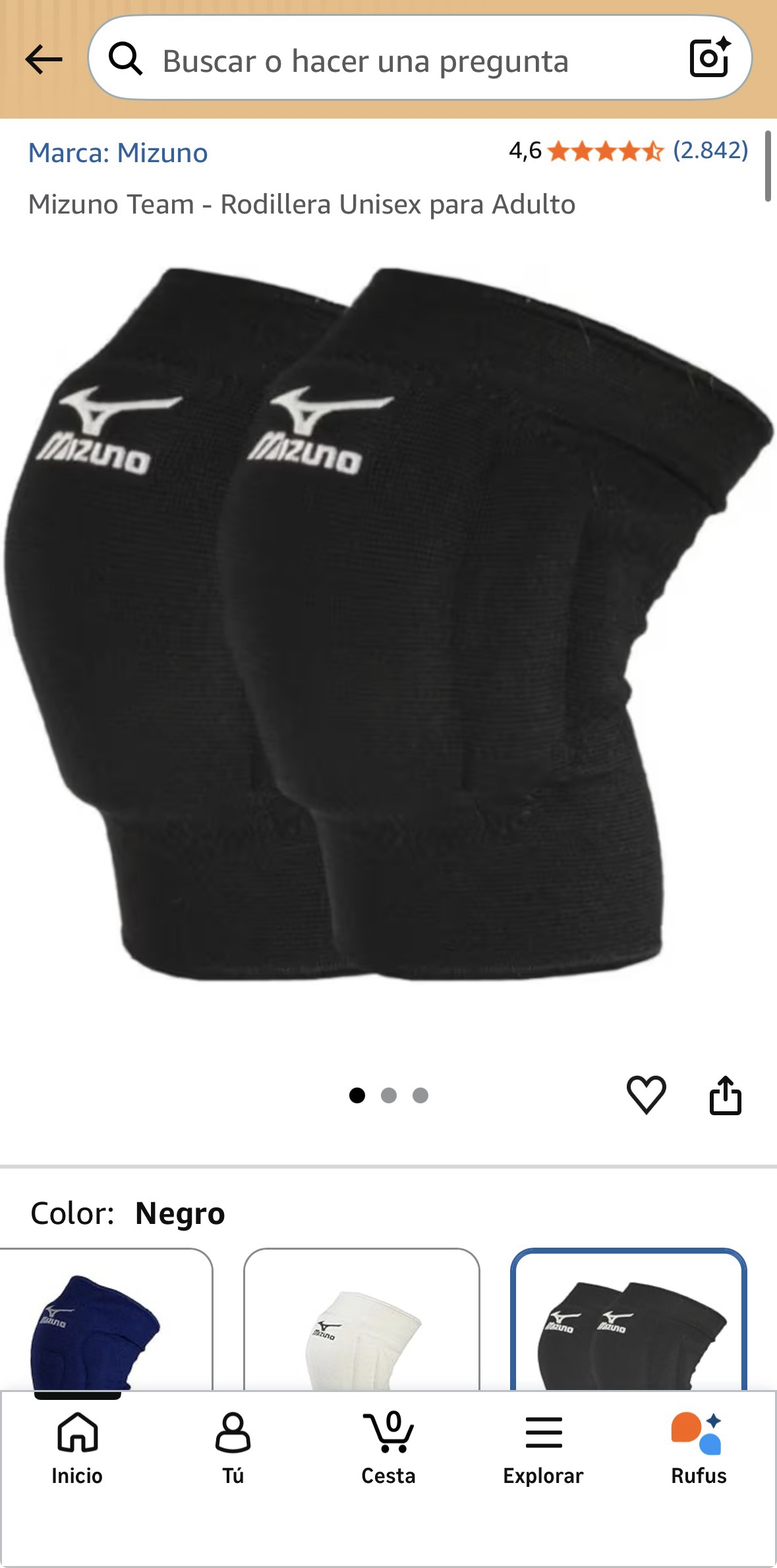 Rodillera Unisex para Adulto Mizuno Team Talla M